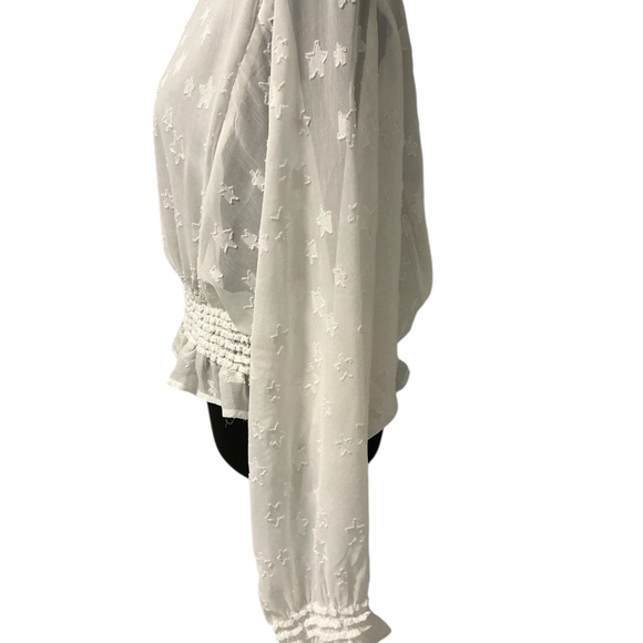 Storia Women’s White Fairy Star Blouse Size M Peasant Cottagecore Milkmaid NWT - Picture 5 of 15